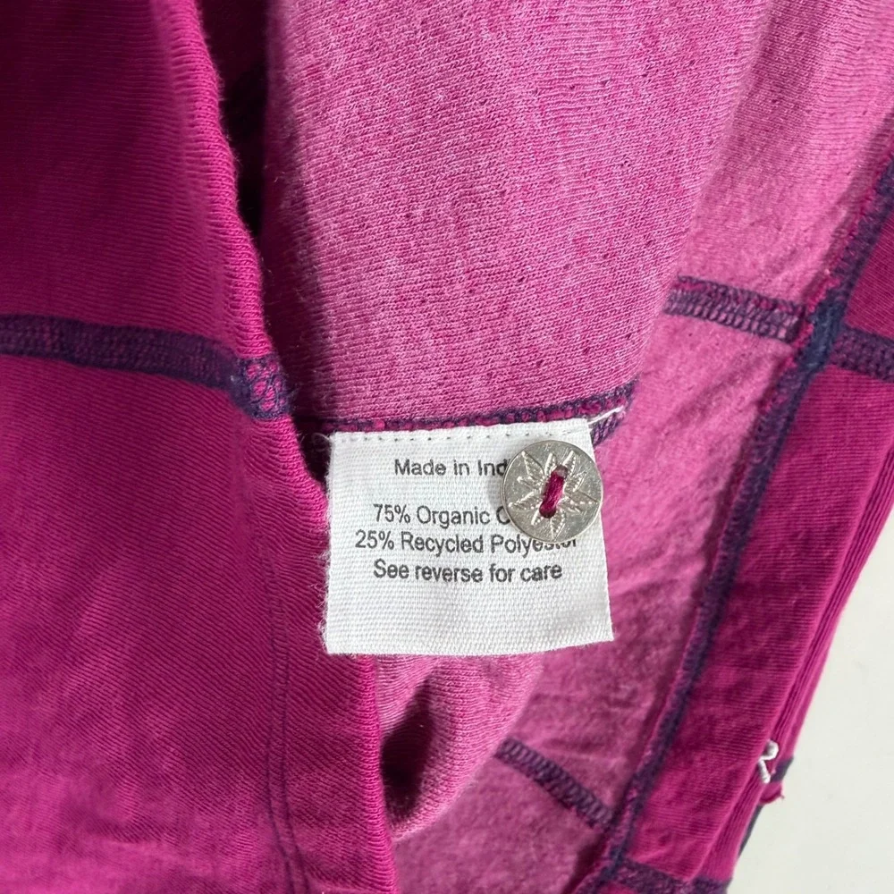 AlpnRock Womens Magenta Organic Cotton Embroidered Henley Long Sleeve Top L